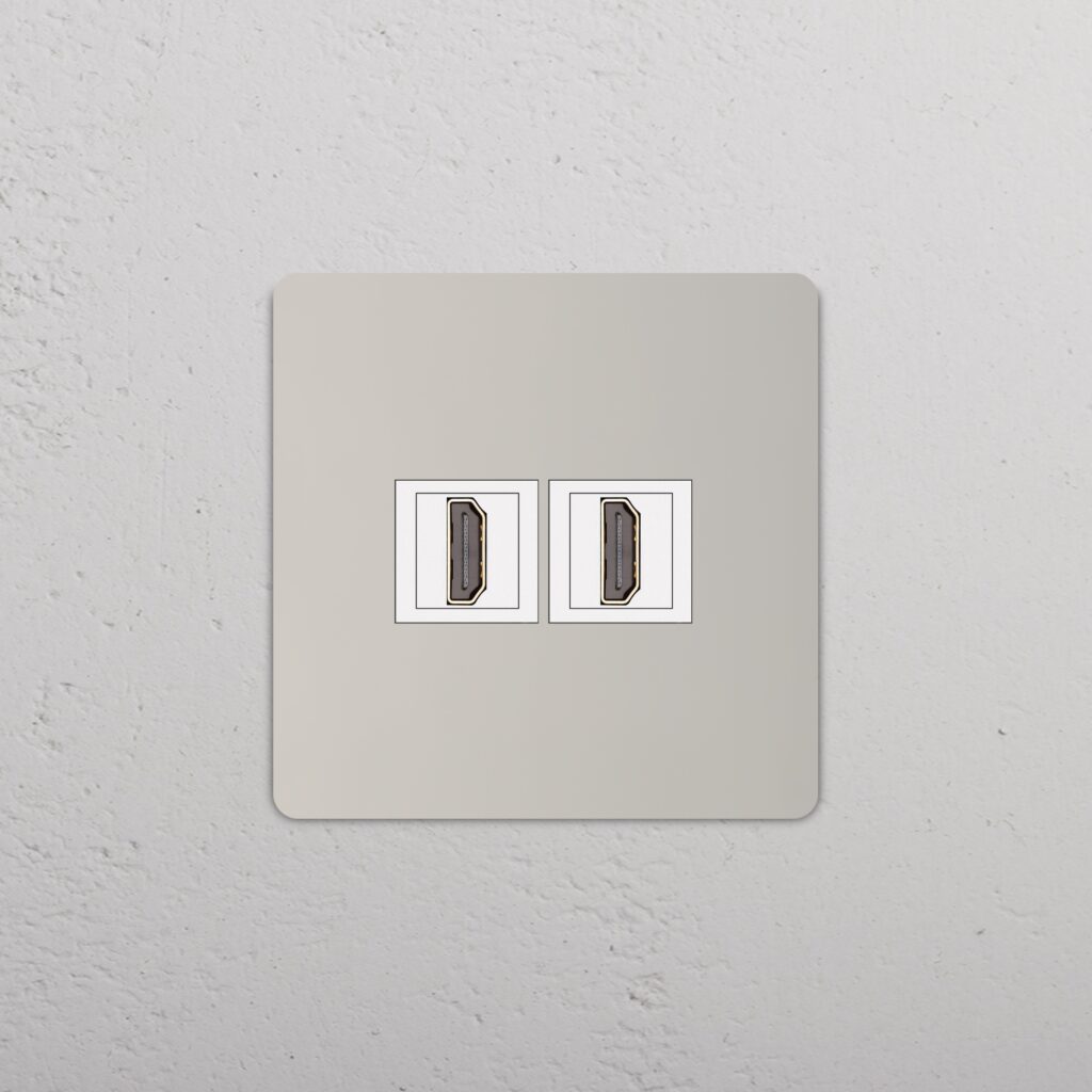 Grove Gniazdo HDMI x 2 w pojedynczej ramce – Polerowany nikiel, Biały