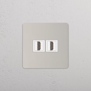 Grove Gniazdo HDMI x 2 w pojedynczej ramce – Polerowany nikiel, Biały