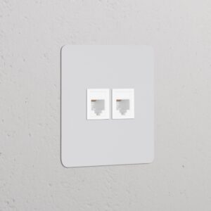 Kew Gniazdo RJ45 x 2 w pojedynczej ramce – Do malowania, Biały