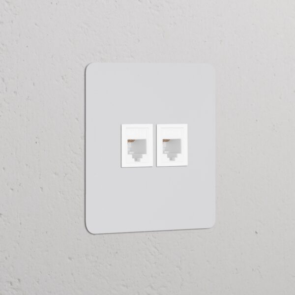 Kew Gniazdo RJ45 x 2 w pojedynczej ramce – Do malowania, Biały