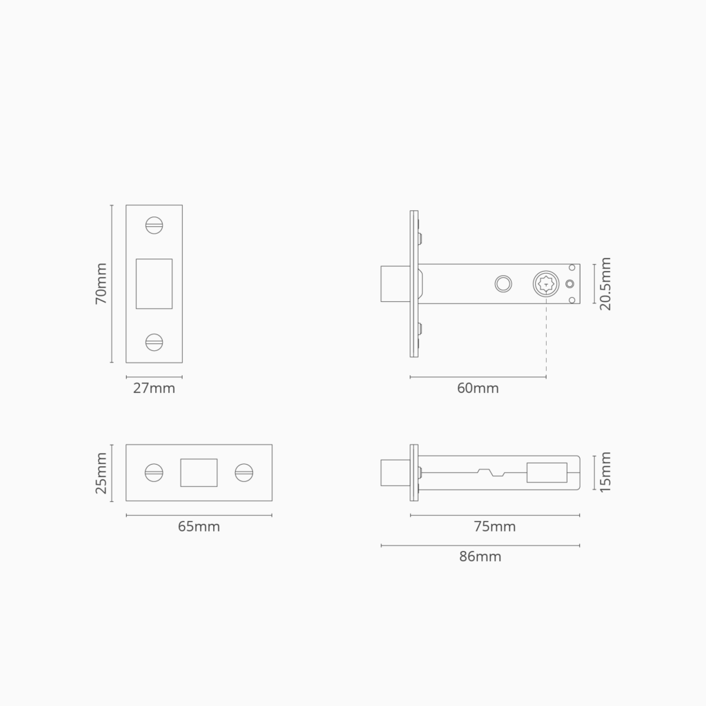 Zamek wpuszczany 60 mm – Polerowany nikiel
