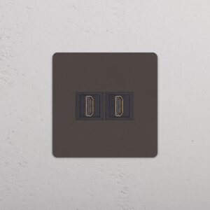 Grove Gniazdo HDMI x 2 w pojedynczej ramce – Brąz, Czarny