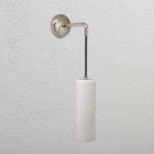 Claremont mały, wiszący kinkiet ścienny z delikatną porcelaną – Polerowany nikiel