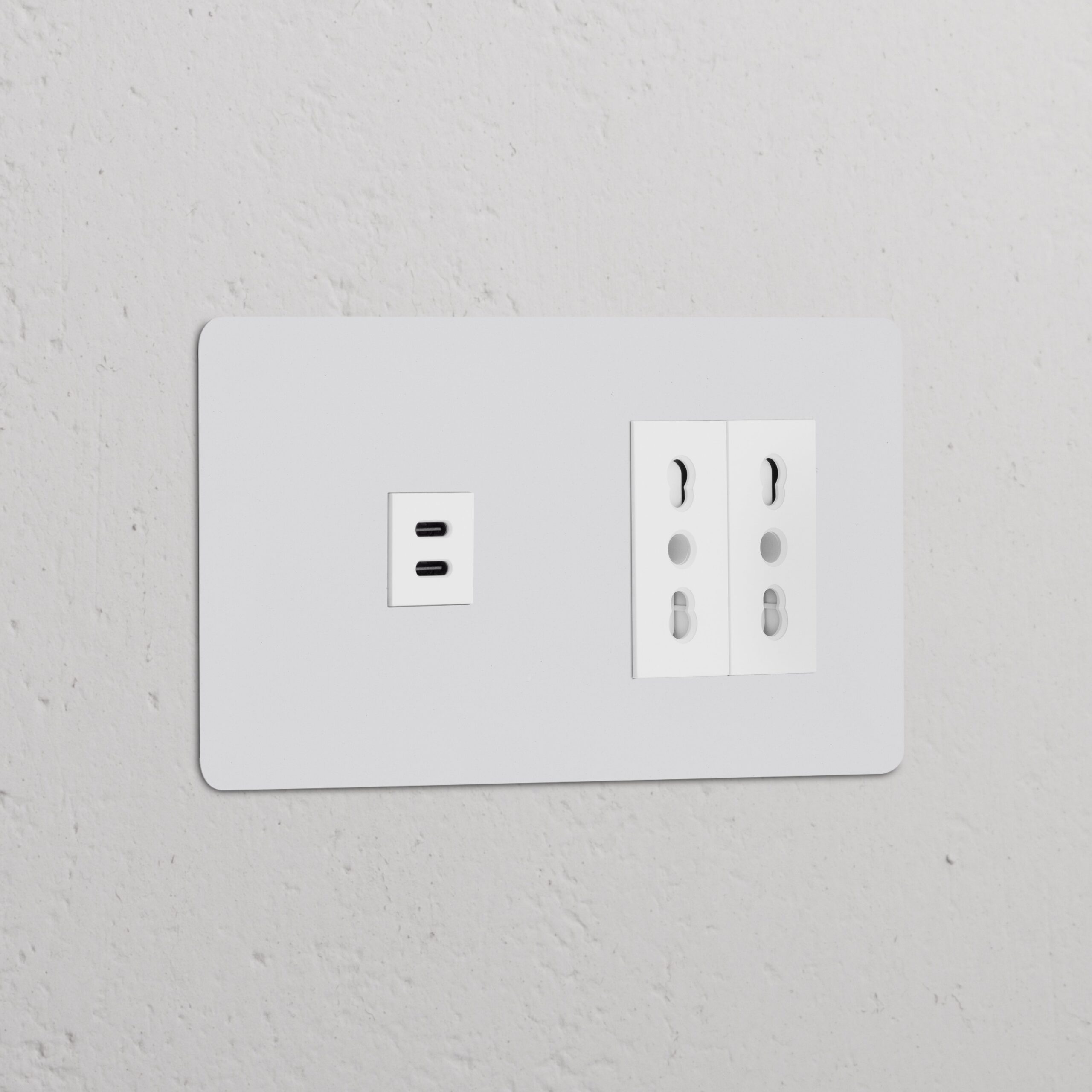 Kew Gniazdo USB-C 30 W i Bipasso x 2 w podwójnej ramce – Do malowania, Biały