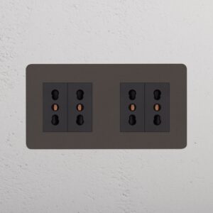 Kew Gniazdo Bipasso x 4 w podwójnej ramce – Brąz, Czarny