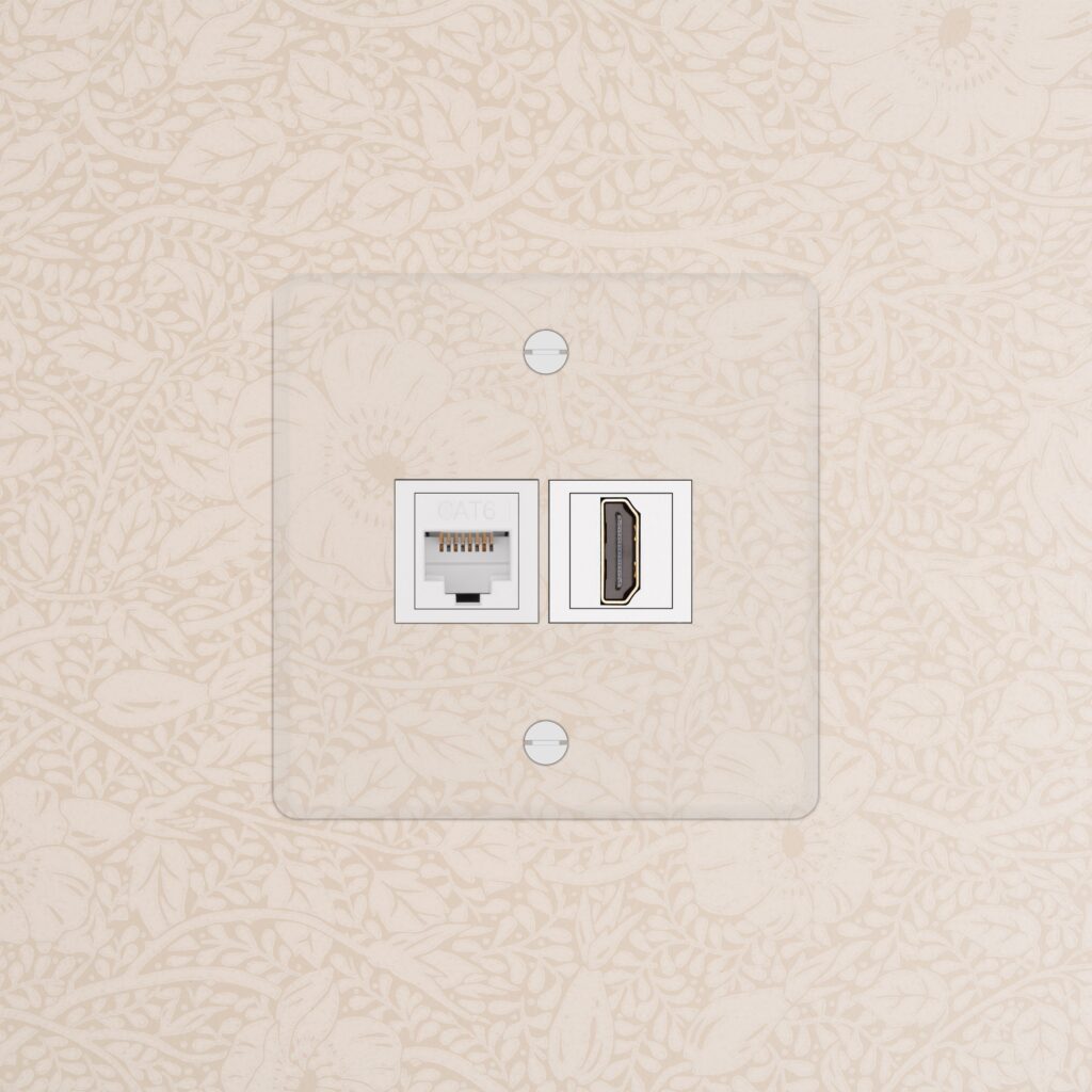 Kew Gniazdo RJ45 i HDMI w pojedynczej ramce – Przezroczysty, Biały