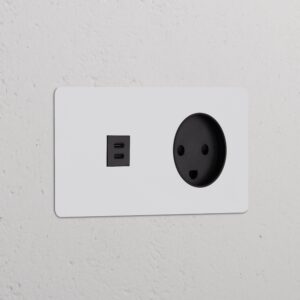 Kew Gniazdo USB-C 30 W i duńskie typu K w podwójnej ramce – Do malowania, Czarny