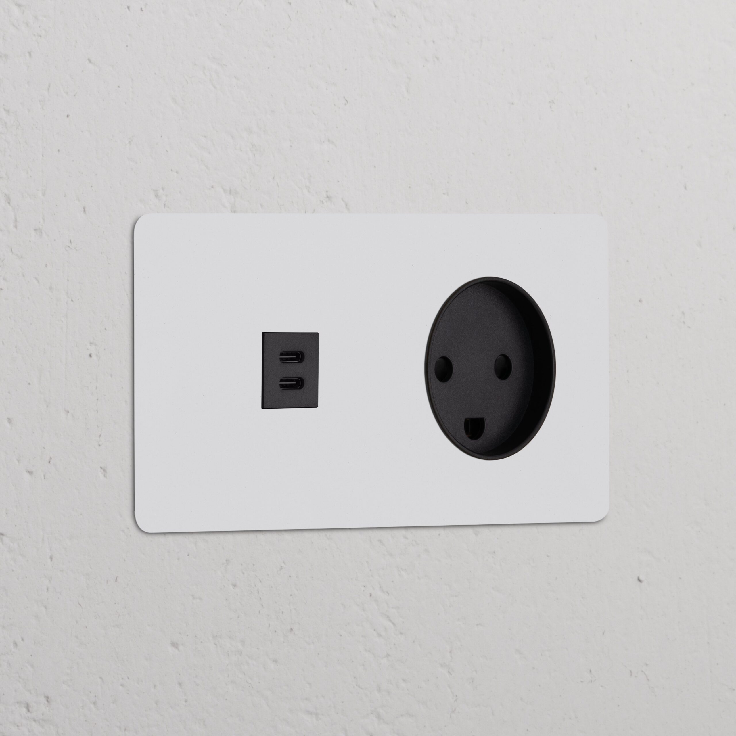 Kew Gniazdo USB-C 30 W i duńskie typu K w podwójnej ramce – Do malowania, Czarny