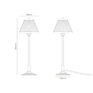 Cotswold mała plisowana lampa stołowa lniany odcień żółci – Satynowy nikiel