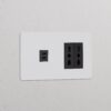 Kew Gniazdo USB-C 30 W i Bipasso x 2 w podwójnej ramce – Do malowania, Czarny