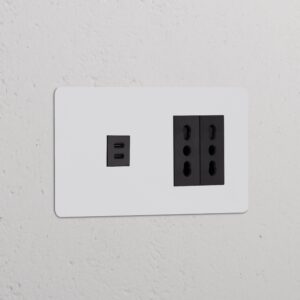 Kew Gniazdo USB-C 30 W i Bipasso x 2 w podwójnej ramce – Do malowania, Czarny