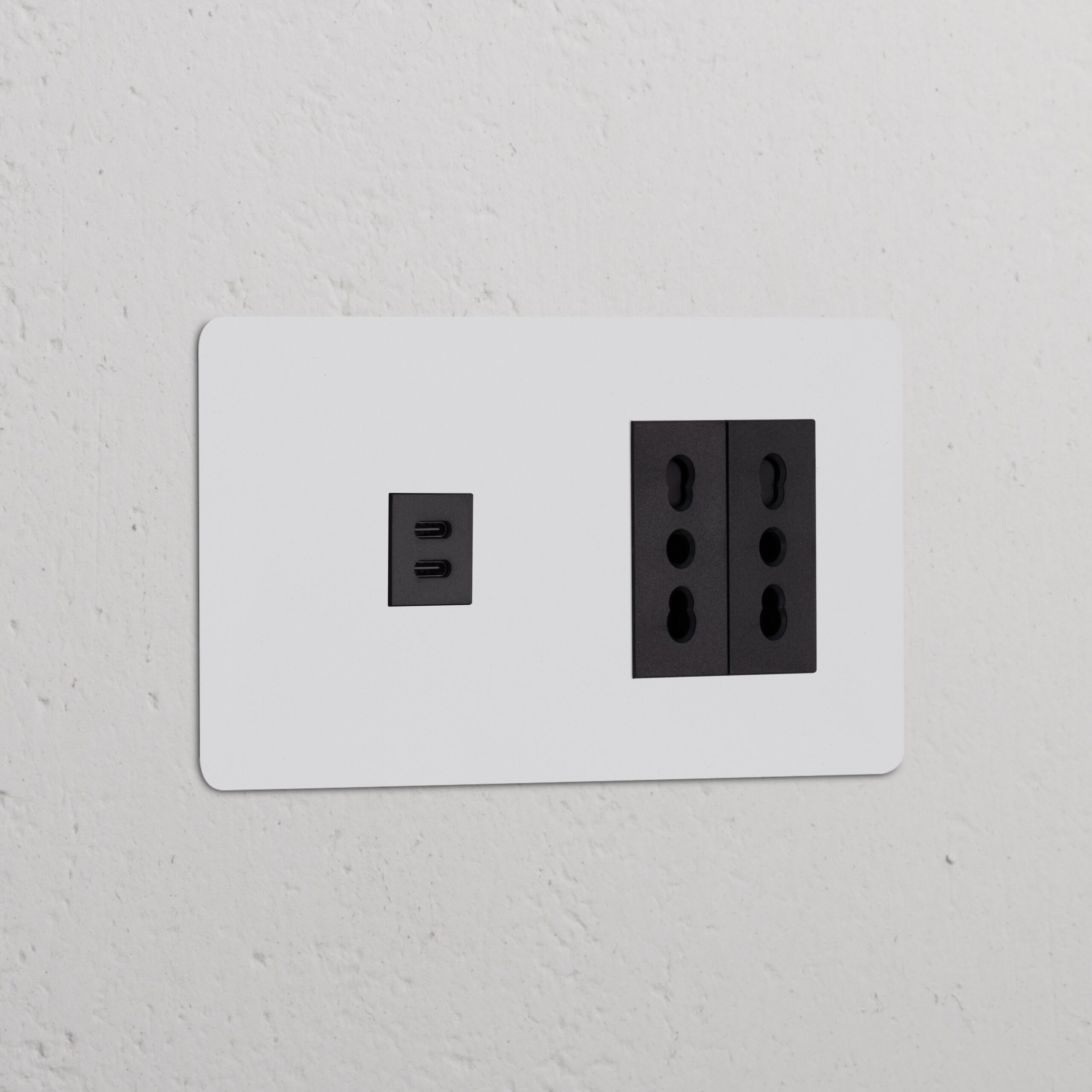 Kew Gniazdo USB-C 30 W i Bipasso x 2 w podwójnej ramce – Do malowania, Czarny