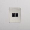 Grove Gniazdo RJ45 x 2 w pojedynczej ramce – Polerowany nikiel, Czarny