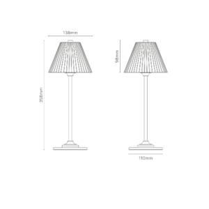 Cotswold lampa stołowa z ryflowanym szkłem z możliwością ładowania – Polerowany nikiel