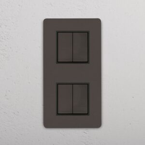 Grove Włącznik klawiszowy x 4 w podwójnej ramce pionowej – Brąz, Czarny