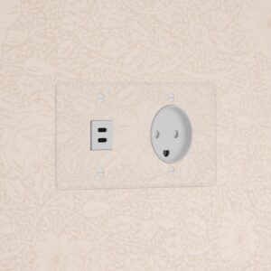 Kew Gniazdo USB-C 30 W i duńskie typu K w podwójnej ramce – Przezroczysty, Biały