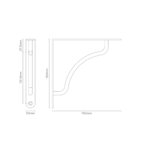 Kilburn wspornik do półki 150 mm – Polerowany nikiel