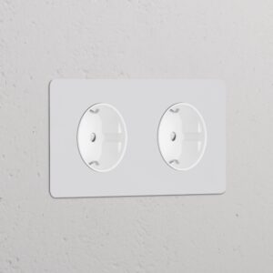 Kew Gniazdo Schuko typu F x 2 w podwójnej ramce – Do malowania, Biały
