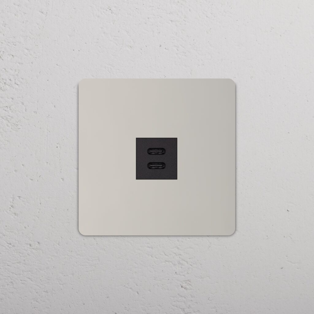 Grove Gniazdo USB-C 30 W w pojedynczej ramce – Polerowany nikiel, Czarny