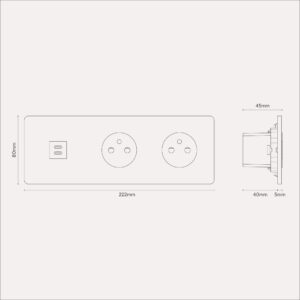Grove Gniazdo USB-C 30 W i francusko/belgijskie typu E x 2 w potrójnej ramce – Brąz, Czarny