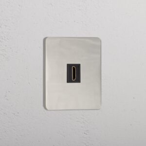 Grove Gniazdo HDMI w pojedynczej ramce – Polerowany nikiel, Czarny