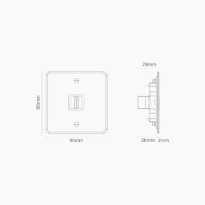 Kew Gniazdo HDMI w pojedynczej ramce – Przezroczysty, Czarny