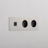 Grove Gniazdo USB-C 30 W i francusko/belgijskie typu E x 2 w potrójnej ramce – Polerowany nikiel, Czarny