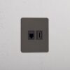 Kew Gniazdo RJ45 i HDMI w pojedynczej ramce – Brąz, Czarny