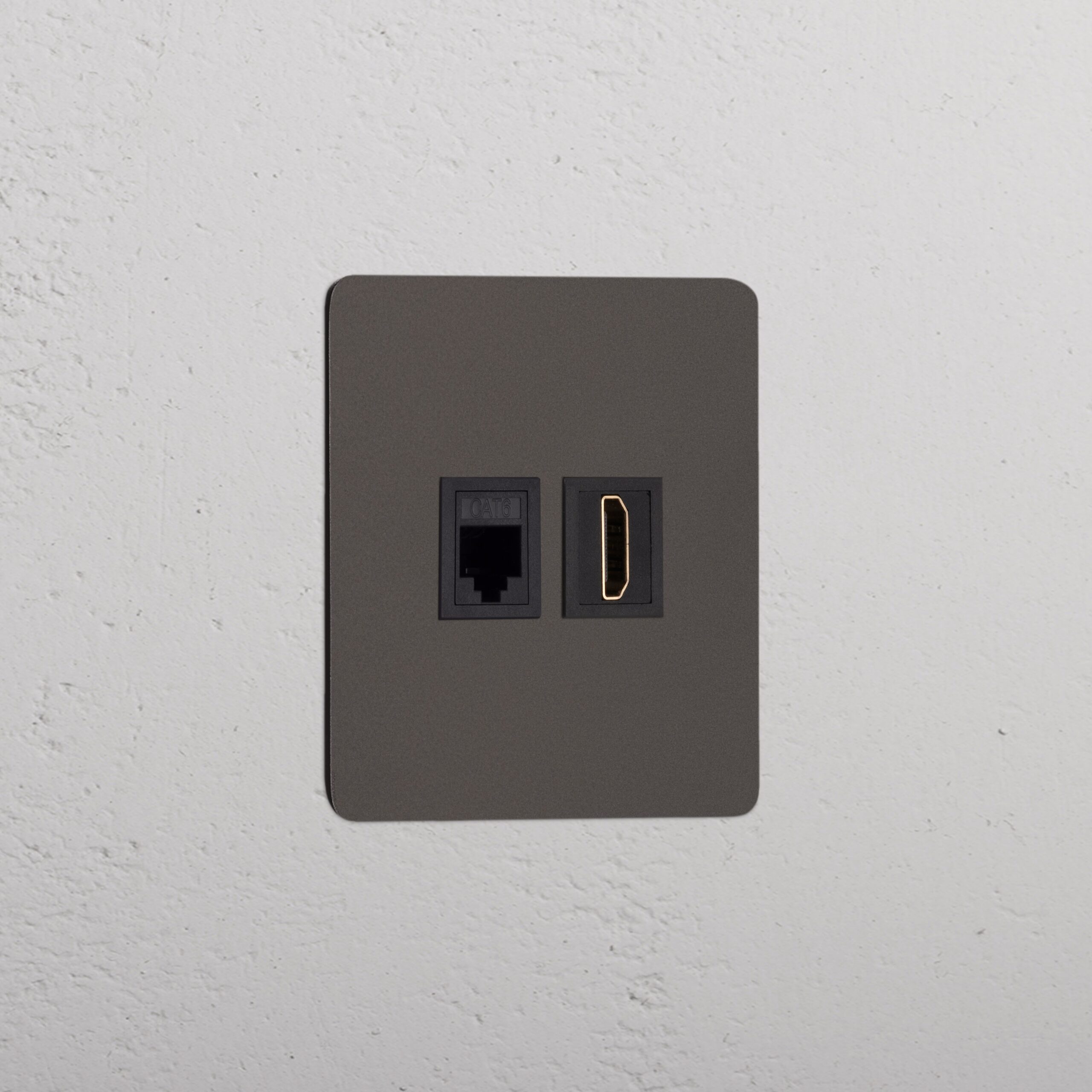 Kew Gniazdo RJ45 i HDMI w pojedynczej ramce – Brąz, Czarny