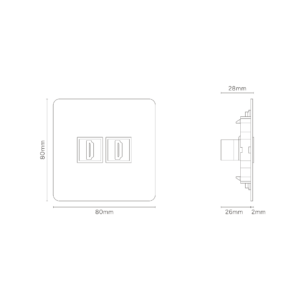 Kew Gniazdo HDMI x 2 w pojedynczej ramce – Brąz, Czarny