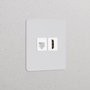 Kew Gniazdo RJ45 i HDMI w pojedynczej ramce – Do malowania, Biały