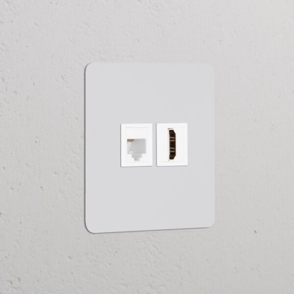 Kew Gniazdo RJ45 i HDMI w pojedynczej ramce – Do malowania, Biały