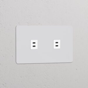 Kew Gniazdo USB-C 30 W x 2 w podwójnej ramce – Do malowania, Biały