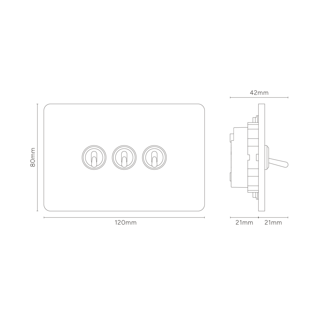 Grove IT Grove 3-Module 3x Toggle Switch – Paintable Satin Nickel
