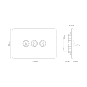 Grove IT Grove 3-Module 3x Toggle Switch – Paintable Satin Nickel