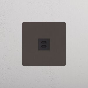 Kew Gniazdo USB-C 30 W w pojedynczej ramce – Brąz, Czarny