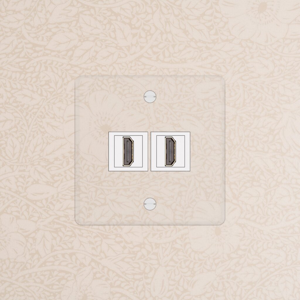 Kew Gniazdo HDMI x 2 w pojedynczej ramce – Przezroczysty, Biały