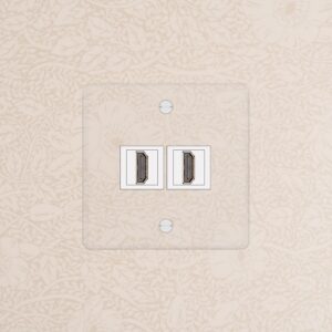 Kew Gniazdo HDMI x 2 w pojedynczej ramce – Przezroczysty, Biały