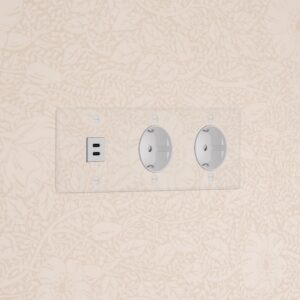 Kew Gniazdo USB-C 30 W i Schuko typu F x 2 w potrójnej ramce – Przezroczysty, Biały