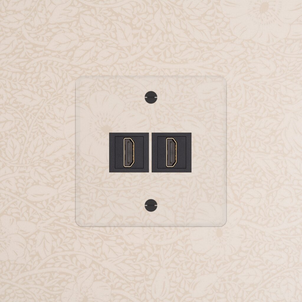 Kew Gniazdo HDMI x 2 w pojedynczej ramce – Przezroczysty, Czarny