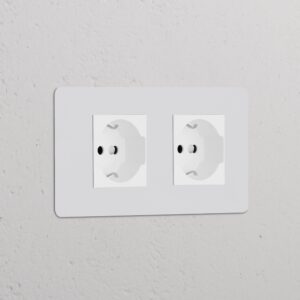 Kew Gniazdo Schuko/Bipasso x 2 w podwójnej ramce – Do malowania, Biały