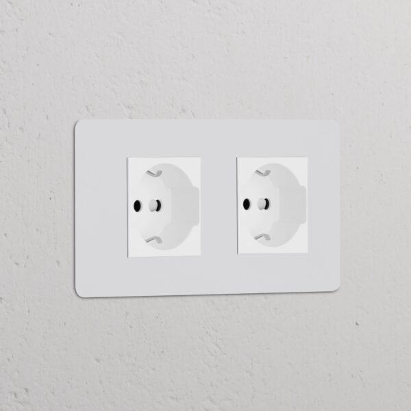 Kew Gniazdo Schuko/Bipasso x 2 w podwójnej ramce – Do malowania, Biały