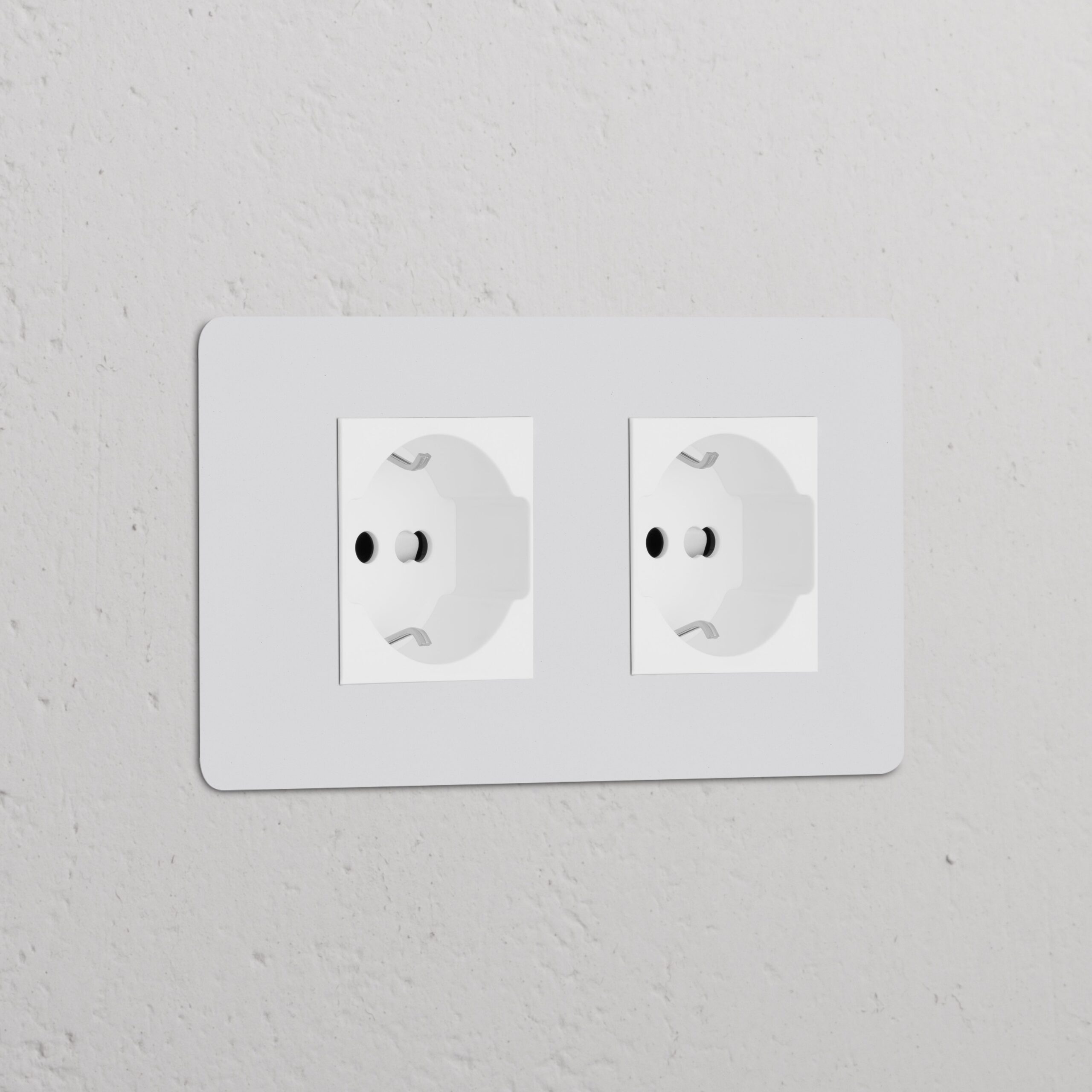 Kew Gniazdo Schuko/Bipasso x 2 w podwójnej ramce – Do malowania, Biały