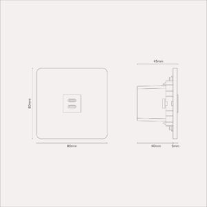 Grove Gniazdo USB-C 30 W w pojedynczej ramce – Polerowany nikiel, Biały