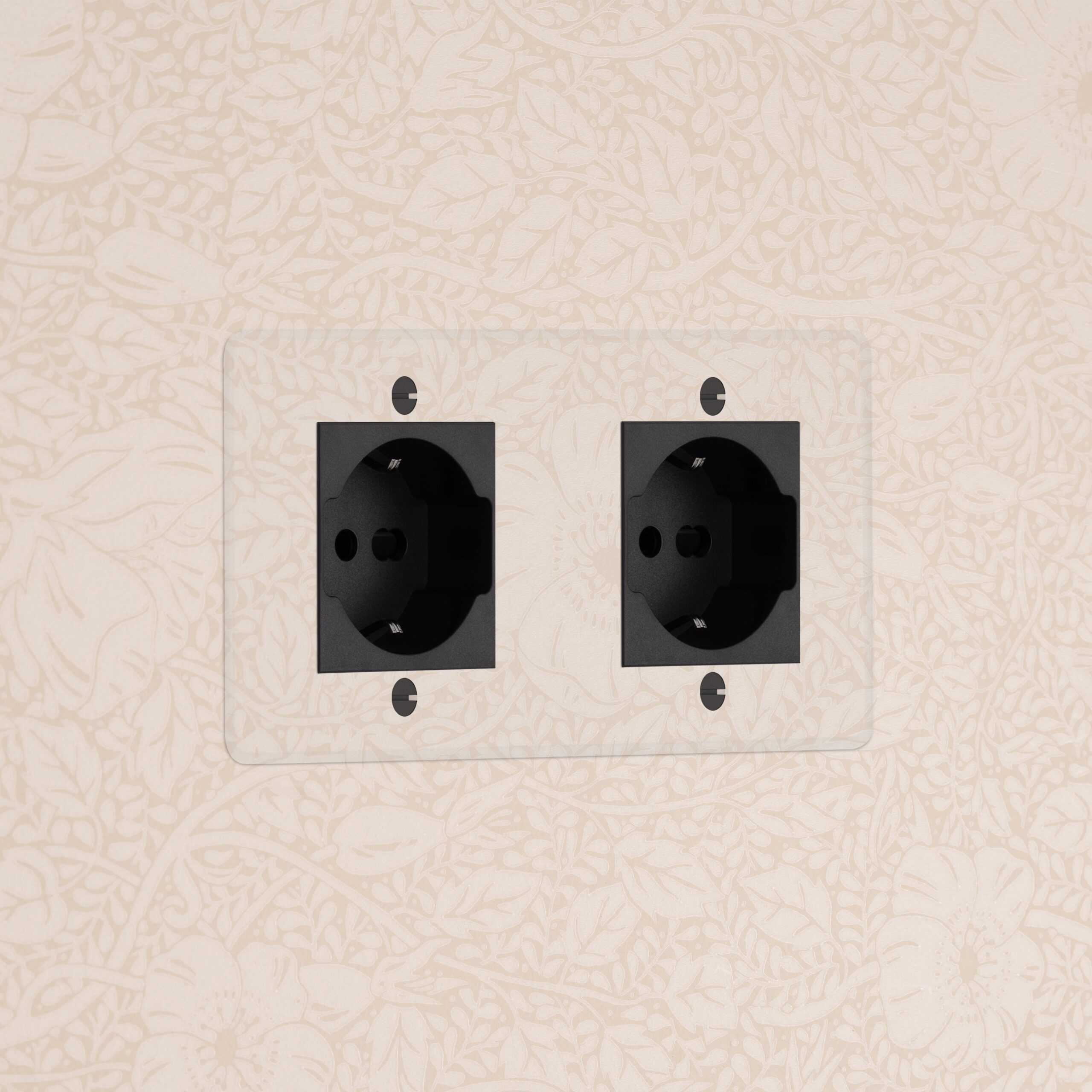 Kew Gniazdo Schuko/Bipasso x 2 w podwójnej ramce – Przezroczysty, Czarny