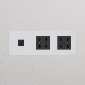 Kew Gniazdo USB-C 30 W i Bipasso x 4 w potrójnej ramce – Do malowania, Czarny