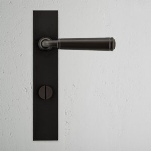 Digby Klamka do drzwi bez sprężyny z długim szyldem i blokadą obrotową – Brąz