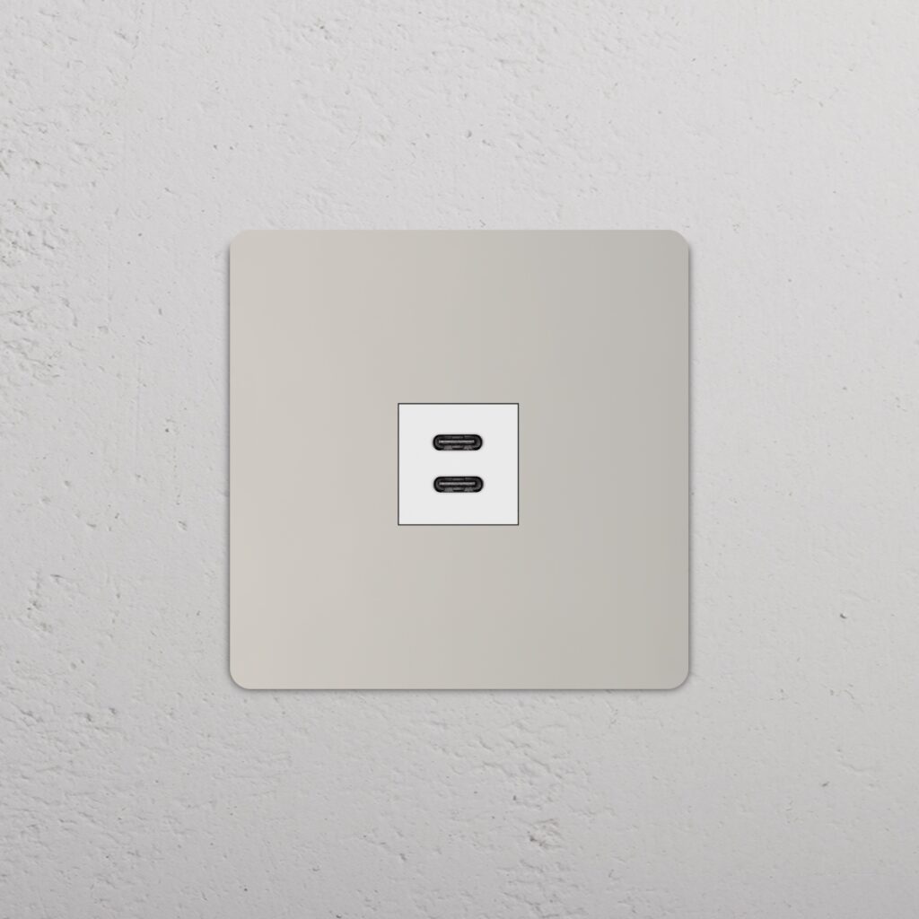 Grove Gniazdo USB-C 30 W w pojedynczej ramce – Polerowany nikiel, Biały