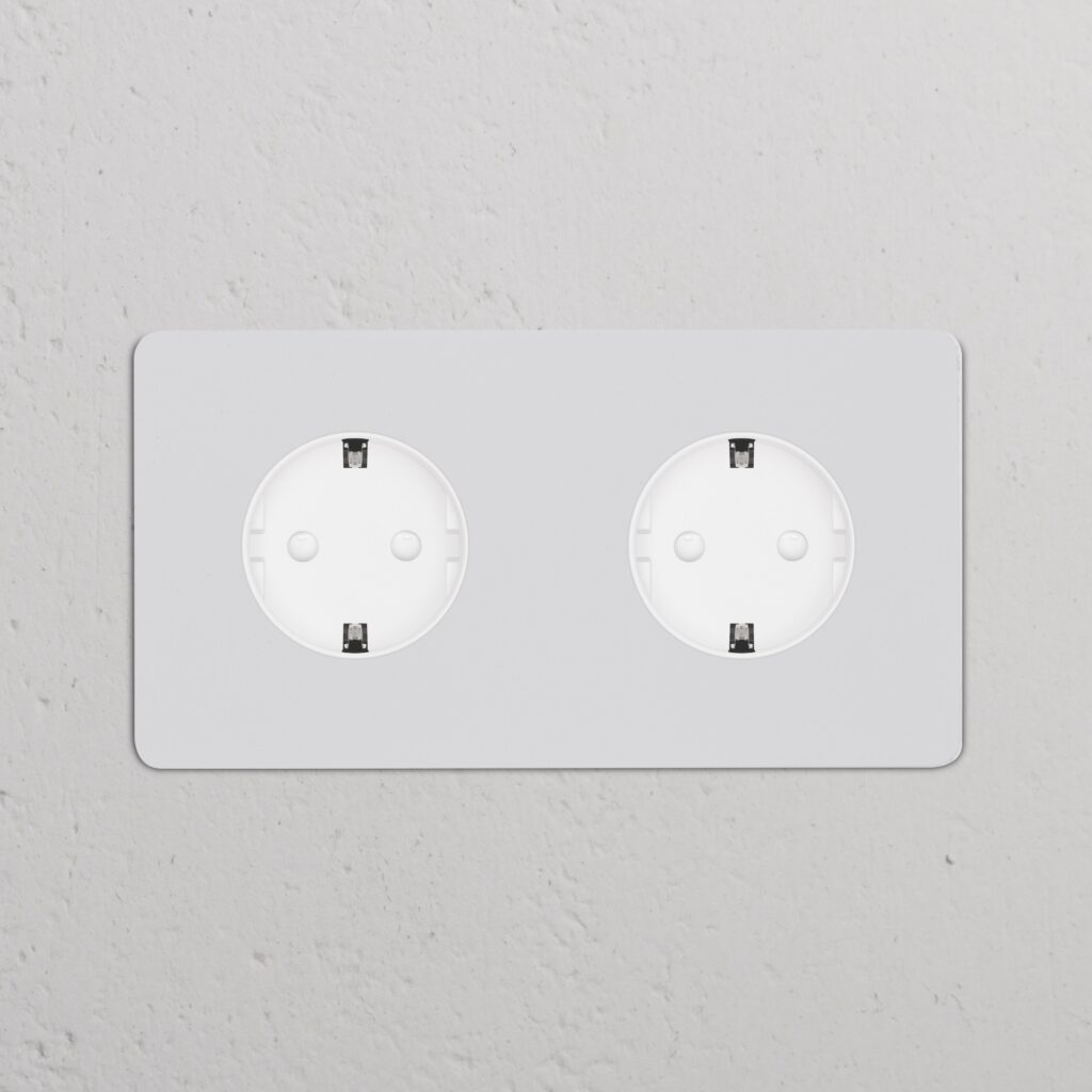 Kew Gniazdo Schuko typu F x 2 w podwójnej ramce – Do malowania, Biały