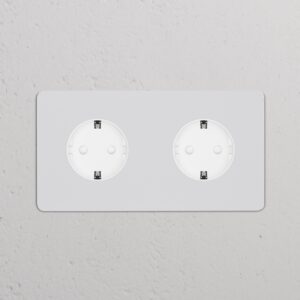Kew Gniazdo Schuko typu F x 2 w podwójnej ramce – Do malowania, Biały